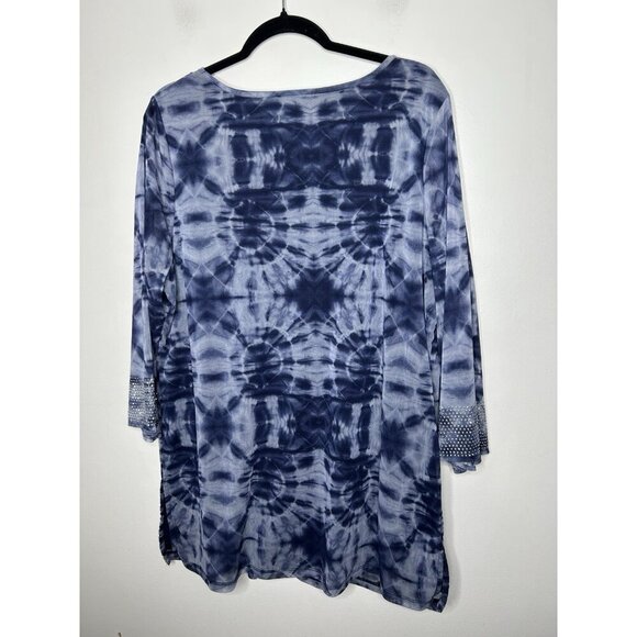 INC International Concepts Womens Top Blue Studded 3/4 Sleeve Blouse Size 2XL - Picture 6 of 9